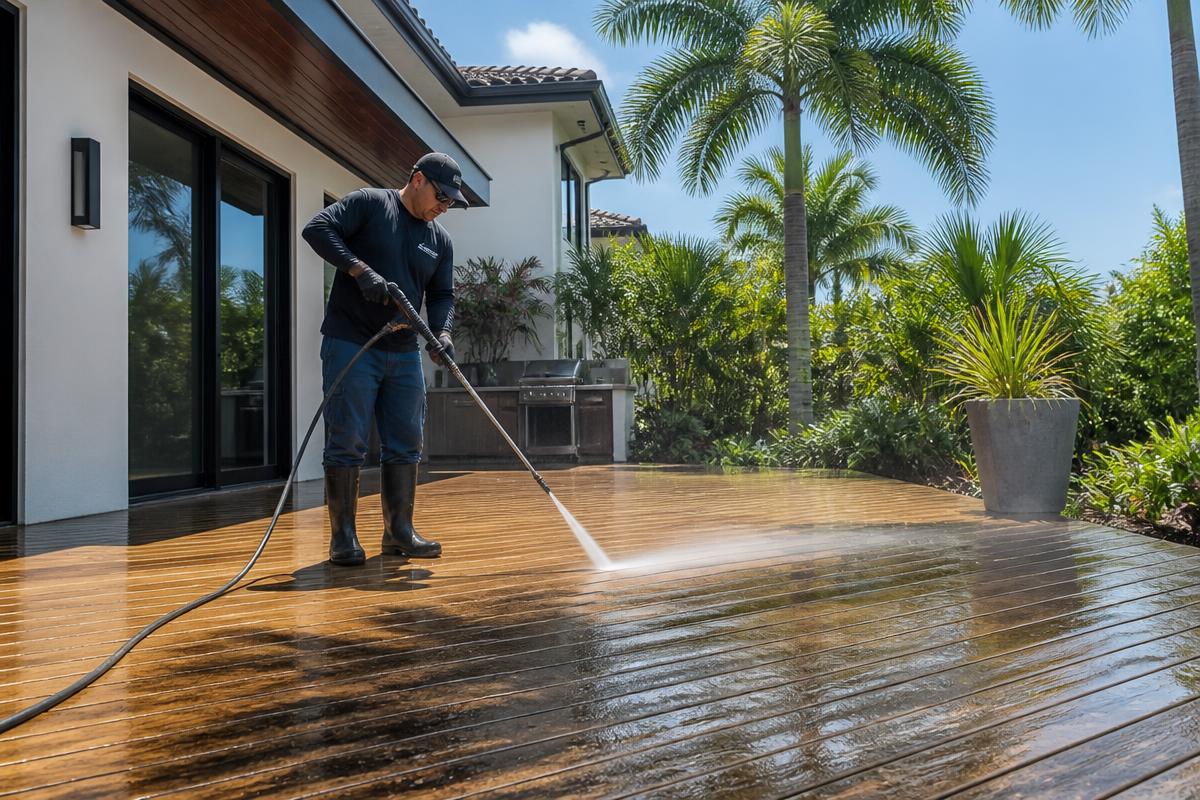 Wooden deck cleaning and restoration